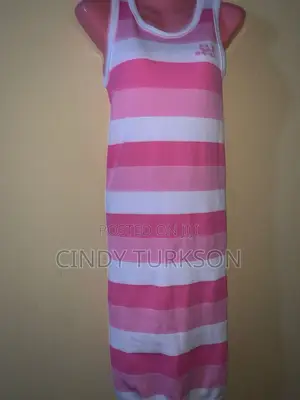 Pink White Striped Rib-Knit Tank Dress – Bodycon Midi
