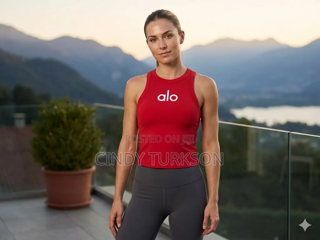 Alo Yoga High-Neck Ribbed Crop Tank – Vibrant Red