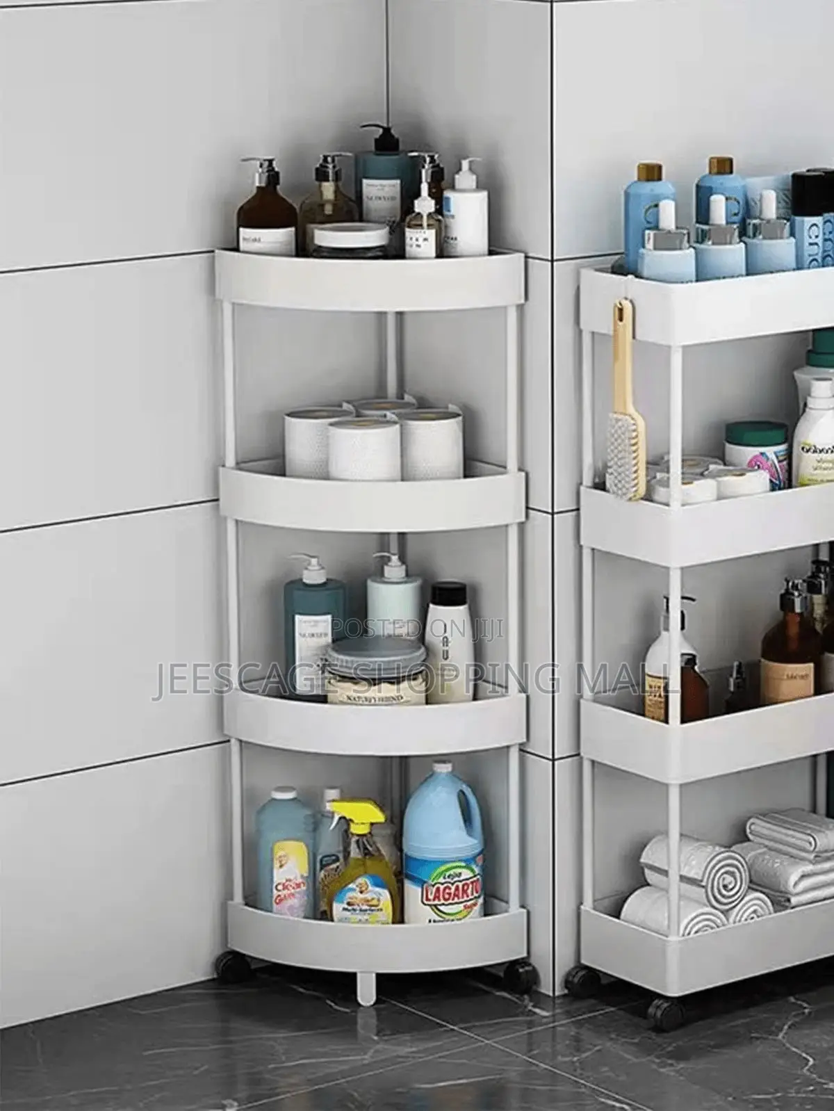4 Tier Rolling Plastic Trolley Organizer With Wheels