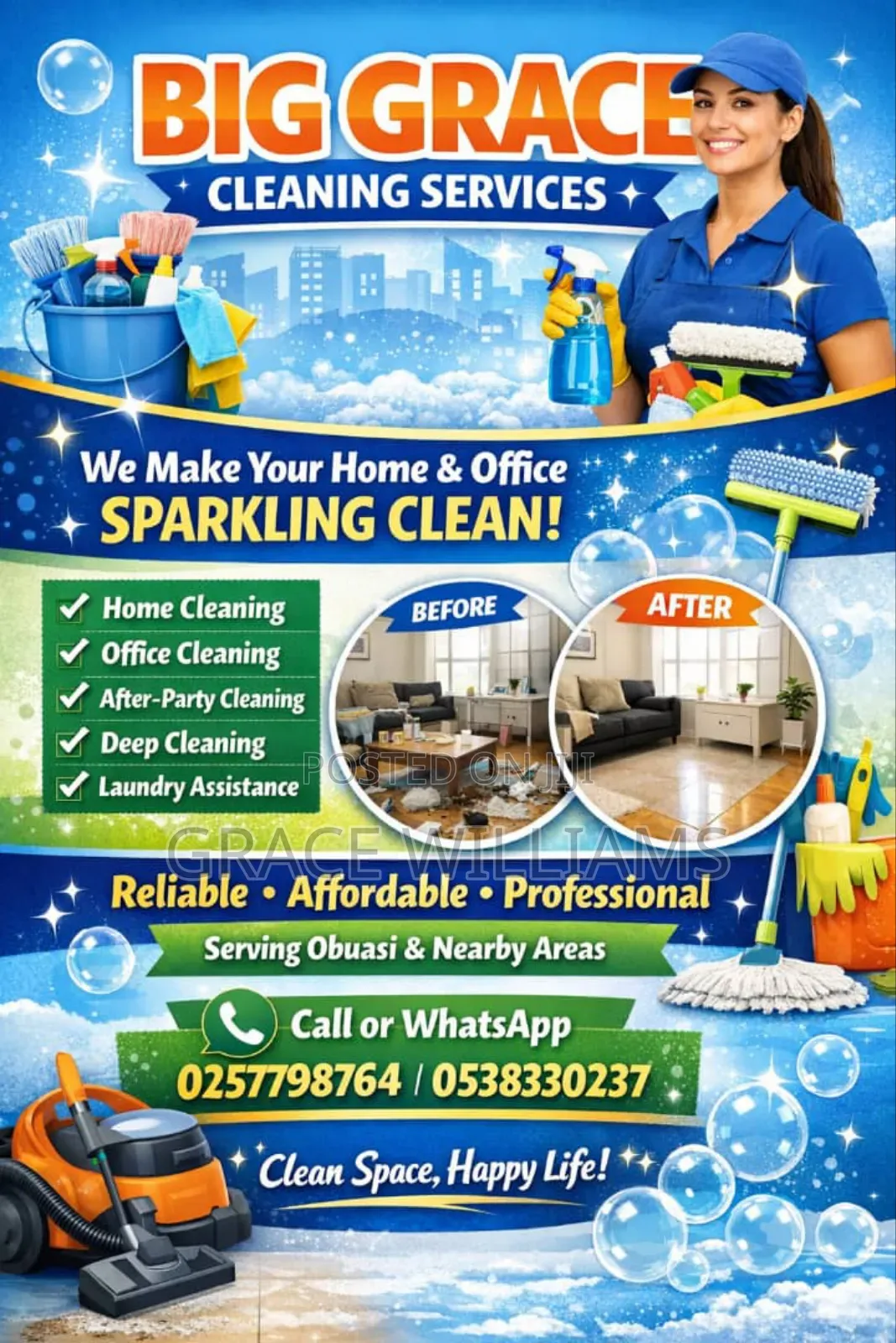 Big Grace Professional Cleaning Services,We Clean, You Relax