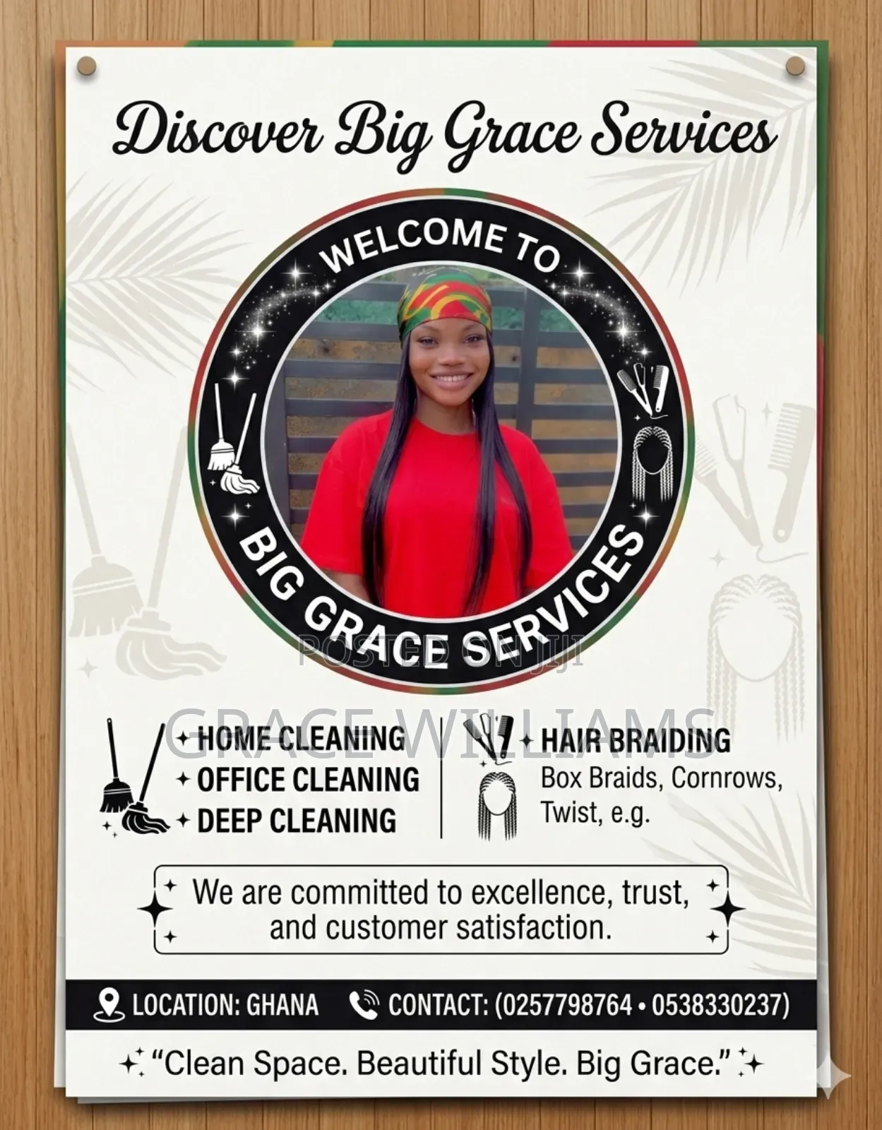 Big Grace Professional Cleaning Services,We Clean, You Relax