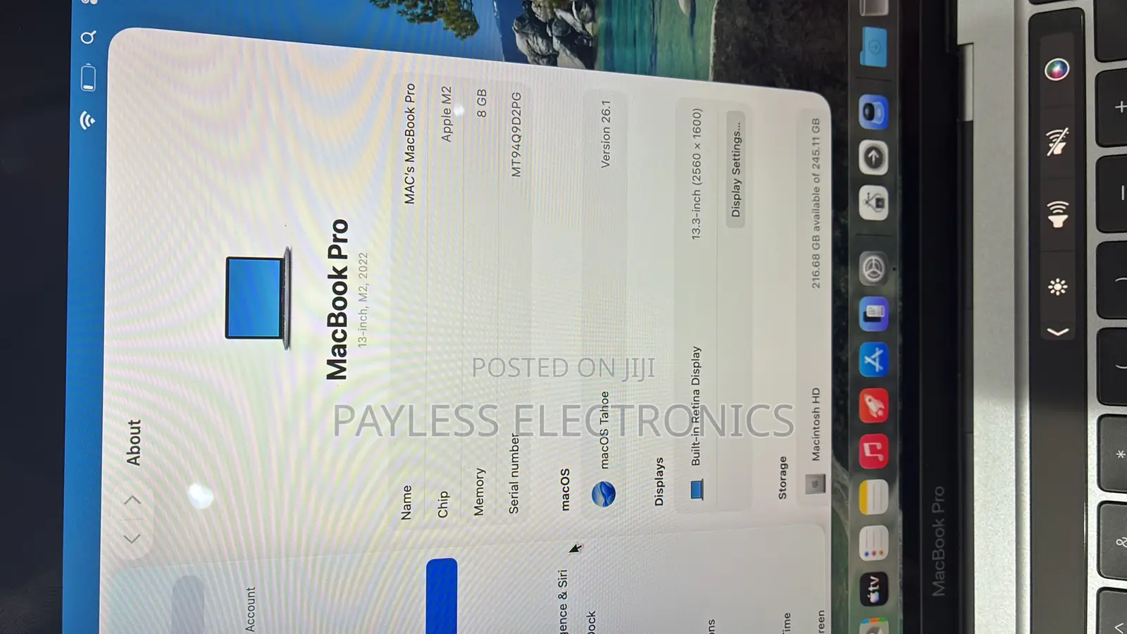 Laptop Apple MacBook Pro 2022 M2 8GB Apple M2 SSD 256GB