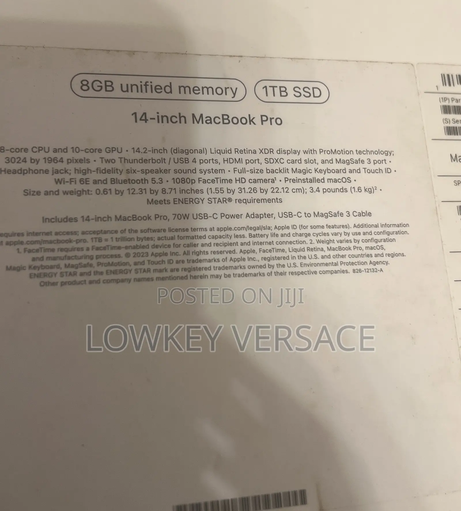 New Laptop Apple MacBook Pro 2023 M3 14-inch 8GB Apple M3 SSD 1T
