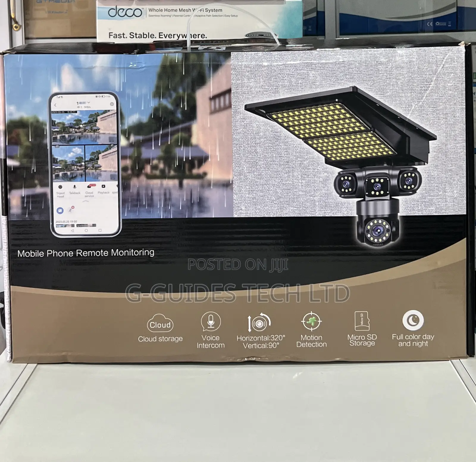 Aov 4g Solar-Powered Street Light Security Camera 4-Lens