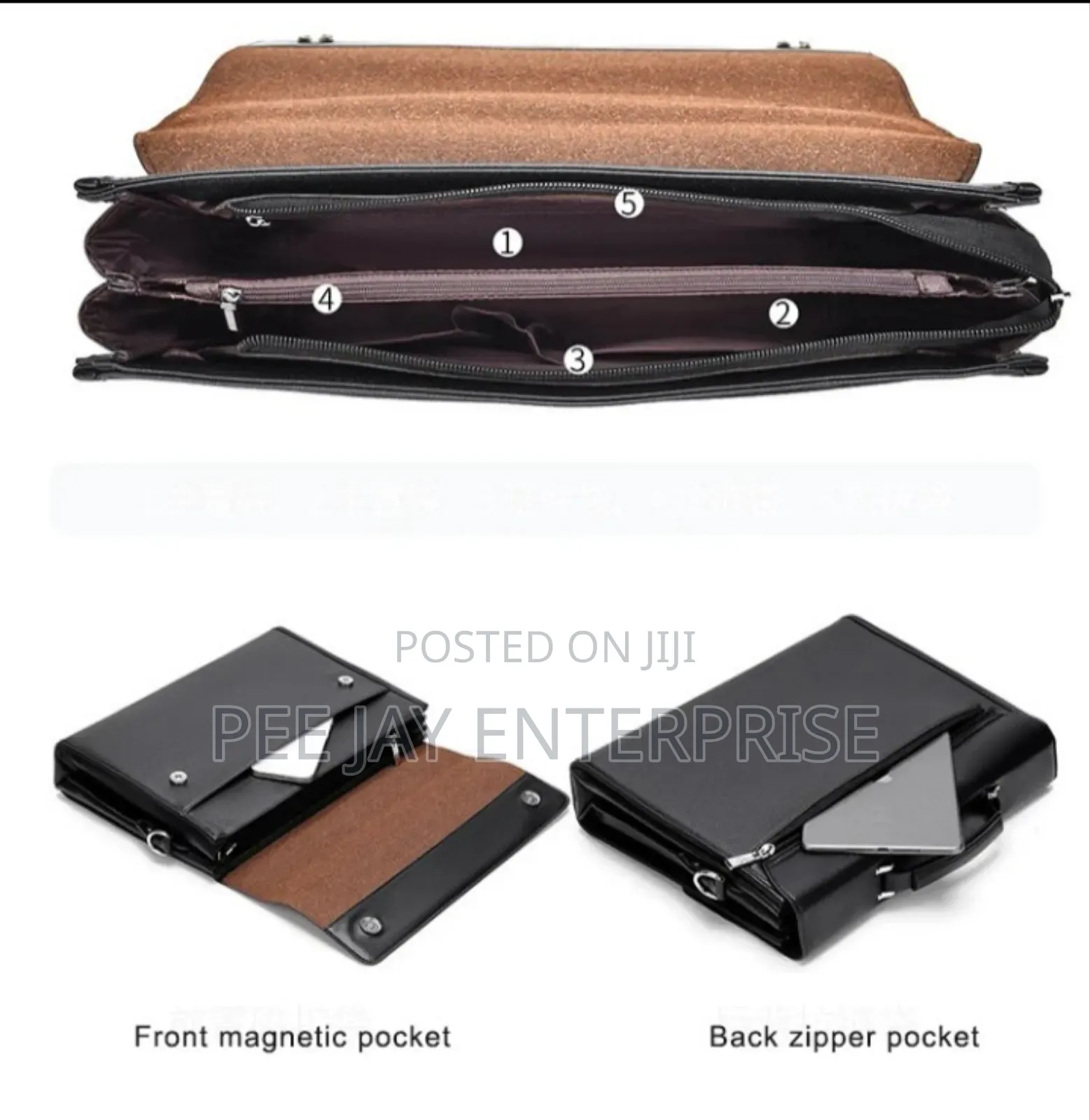 Square Side Crossbody Bag Document Leather Executive Briefcase for Men
