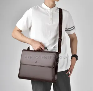 Square Side Crossbody Bag Document Leather Executive Briefcase for Men