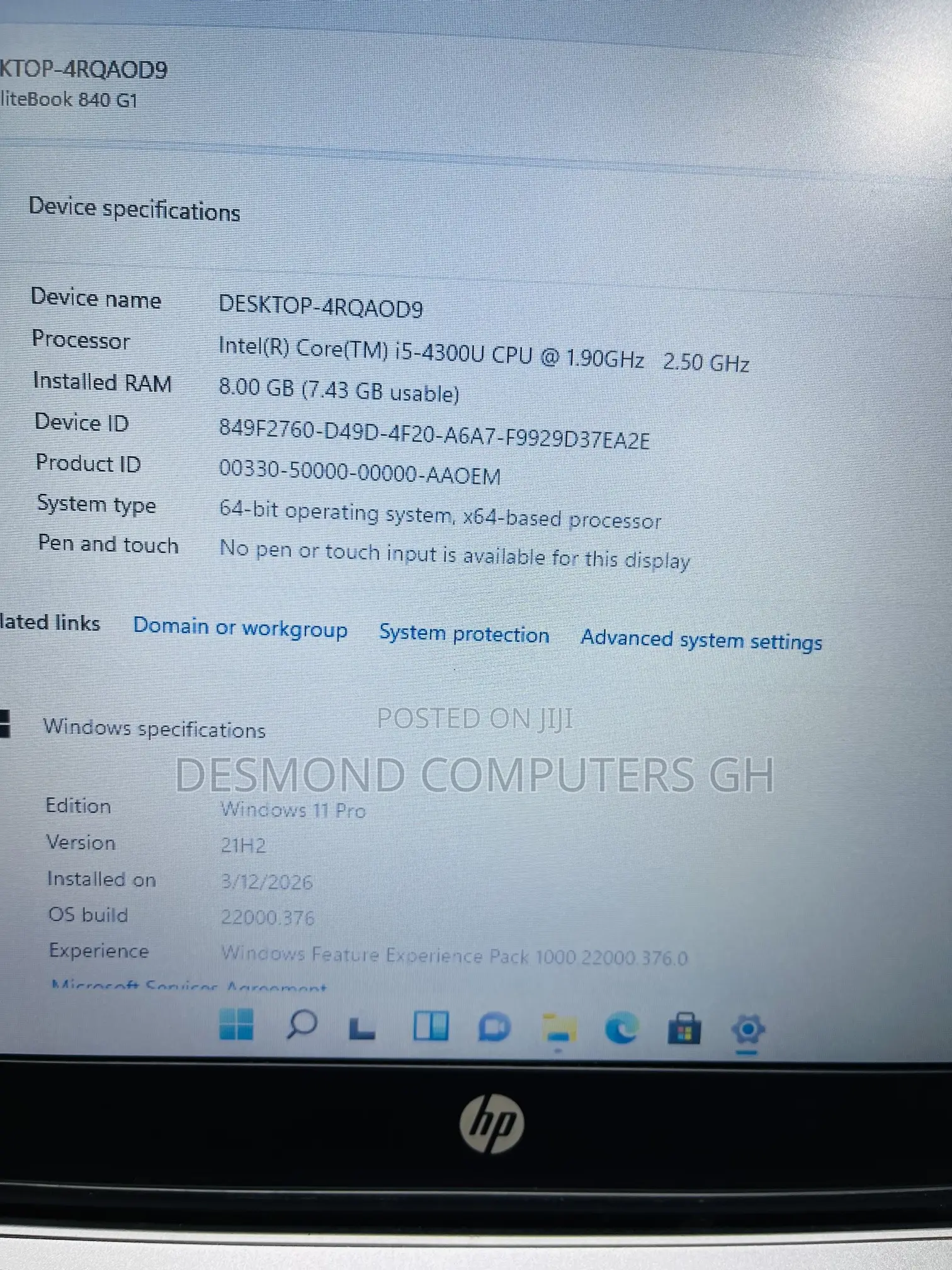 Laptop HP EliteBook 840 G1 8GB Intel Core i5 SSD 256GB