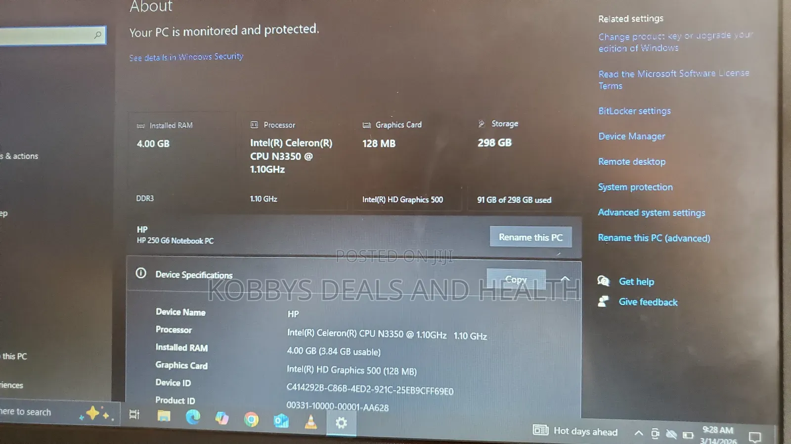 Laptop HP 15 4GB Intel Celeron HDD+SSD 250GB