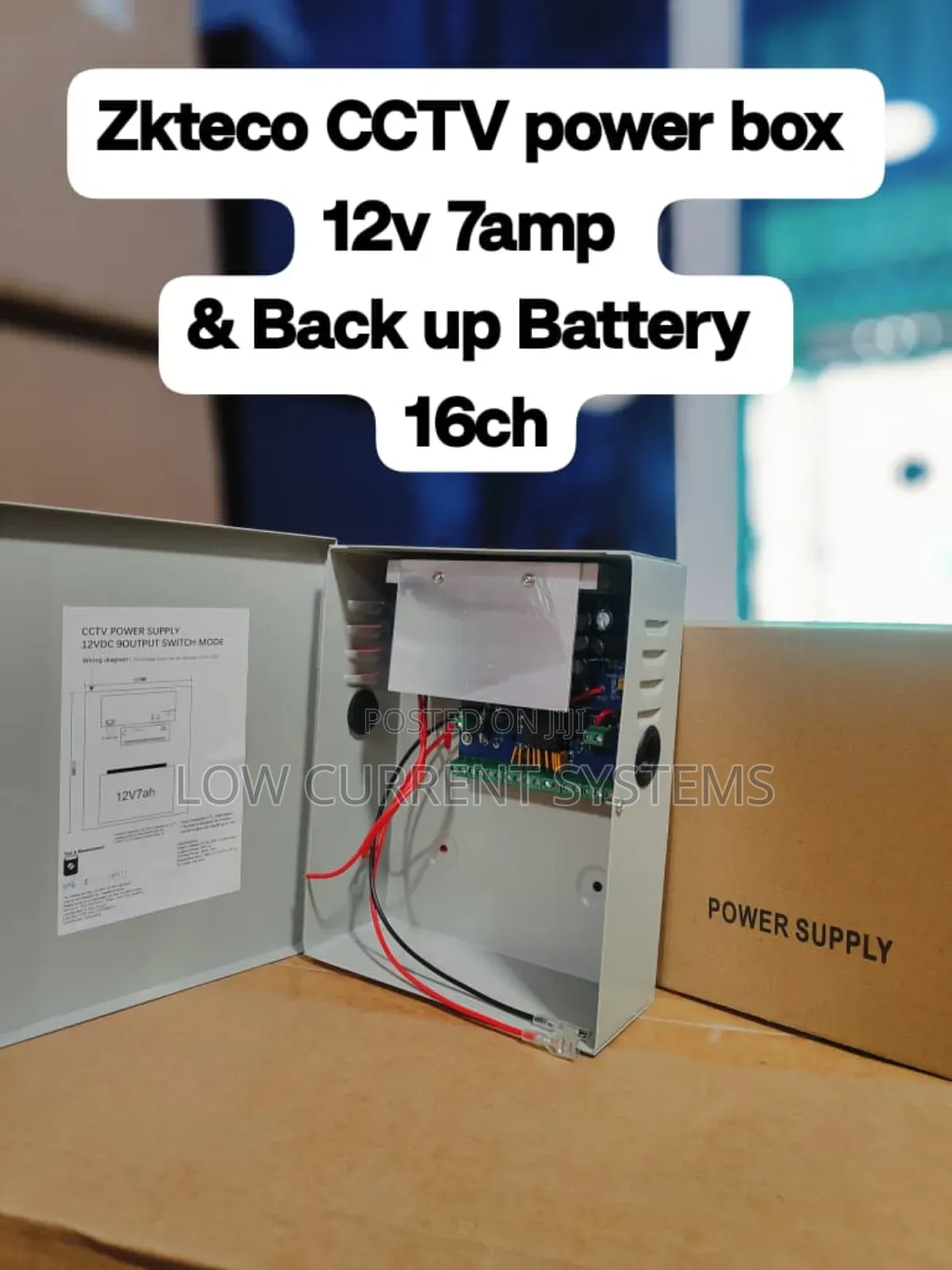 Zkteco CCTV Power Box Supply 120w 12v 10amps Back Up Battery Slot