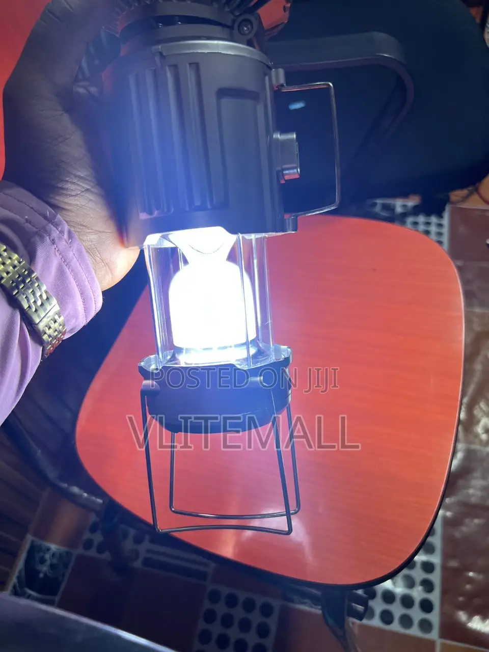 Rechargeable Solar Camping Lantern With a Built-in Fan