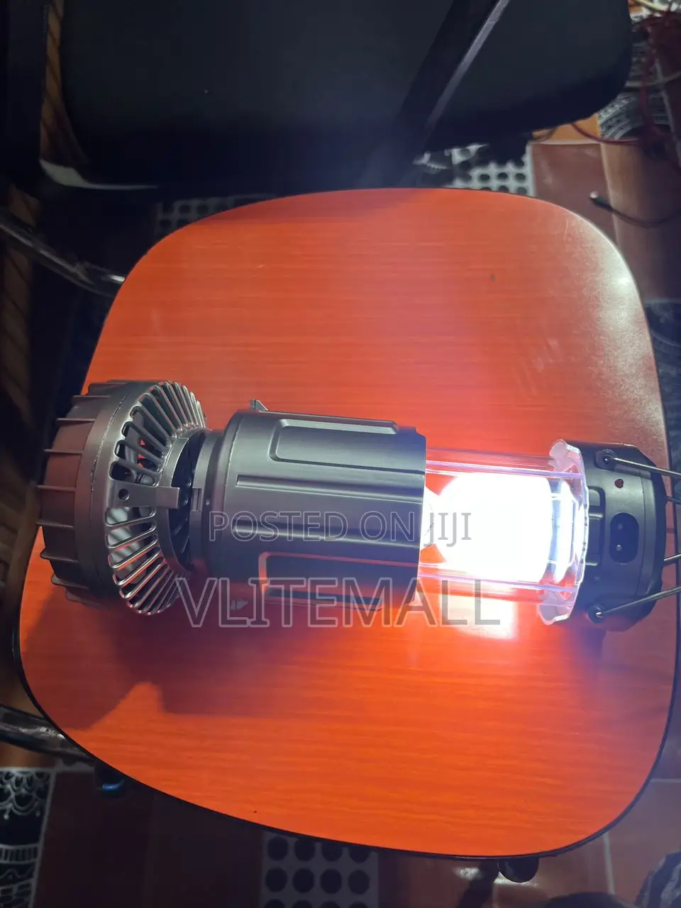 Rechargeable Solar Camping Lantern With a Built-in Fan