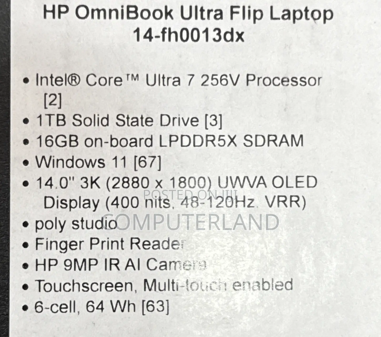 New Laptop HP OmniBook Ultra Flip 14" 16GB Intel Core Ultra 7 SSD 1T