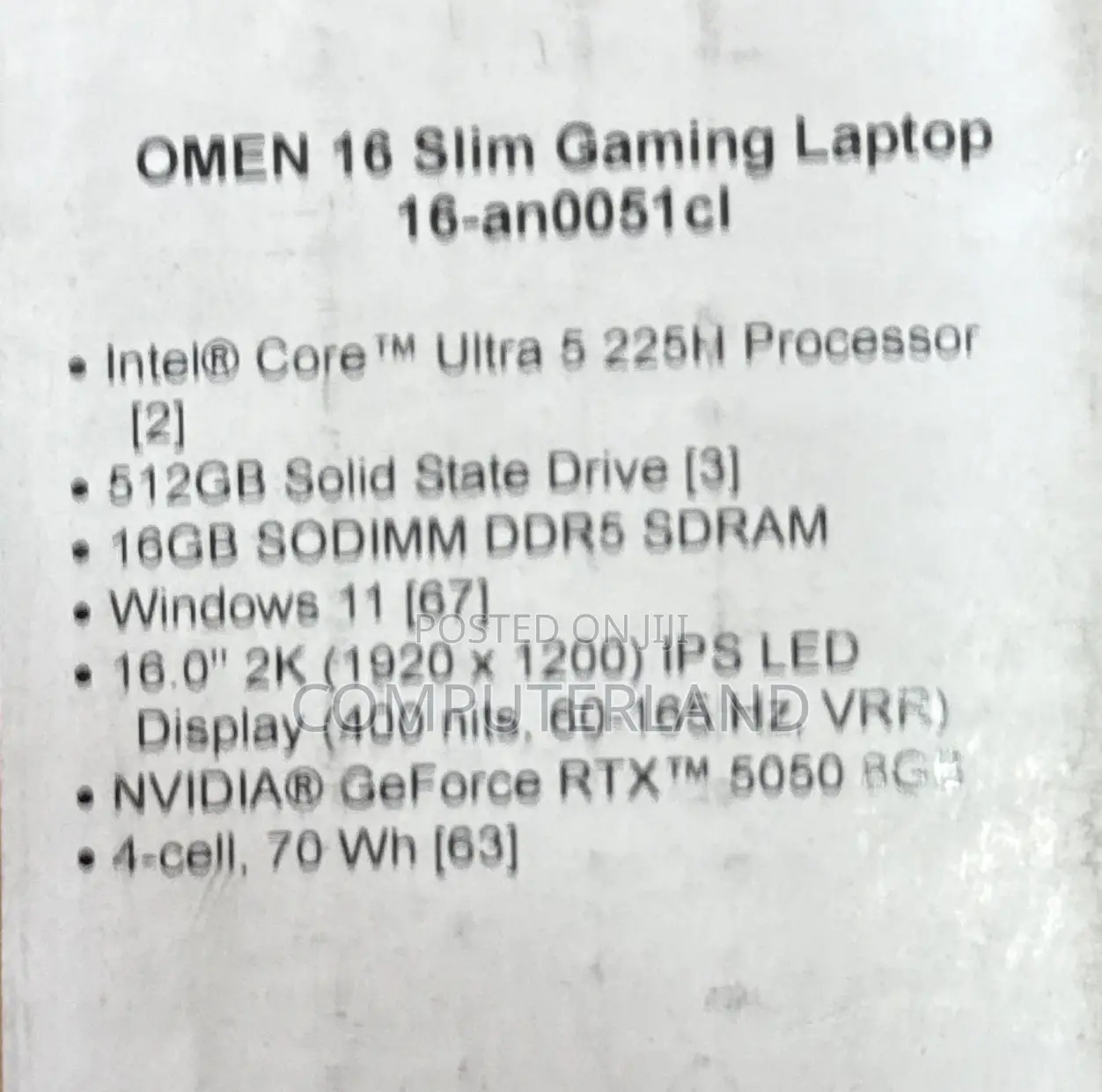 New Laptop HP Omen 16 16GB Intel Core Ultra 5 SSD 512GB