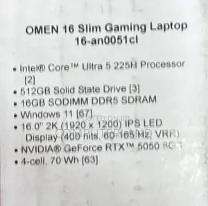 New Laptop HP Omen 16 16GB Intel Core Ultra 5 SSD 512GB