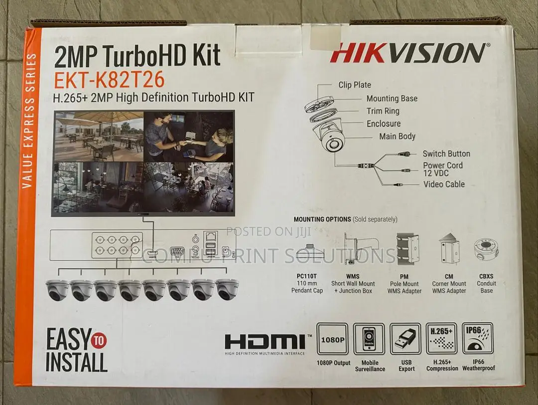 Hikvision Ekt-K82t26 8-Ch DVR + 6qtys 2mp Night Vision Turret Camera