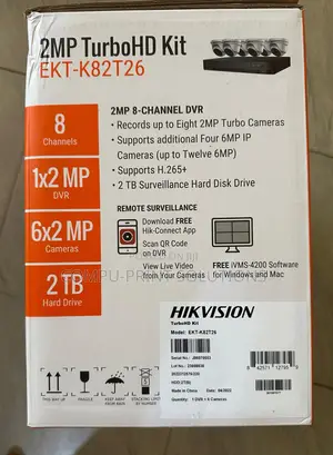 Hikvision Ekt-K82t26 8-Ch DVR + 6qtys 2mp Night Vision Turret Camera