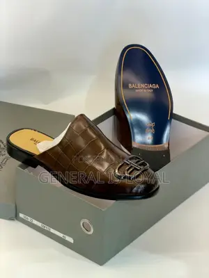 Balenciaga Mens Leather Half Shoe Coffee Color