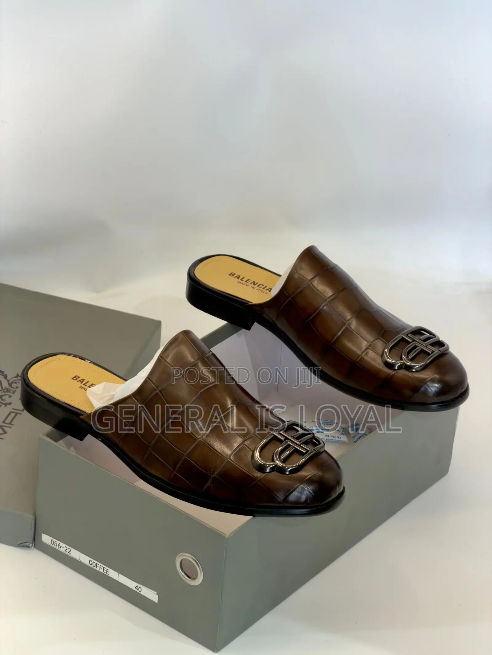 Balenciaga Mens Leather Half Shoe Coffee Color