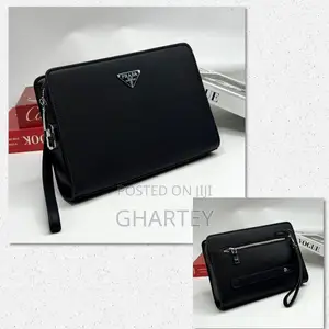 Prada Luxury Black Wrist Pouch – Sleek Style, Everyday Elegance