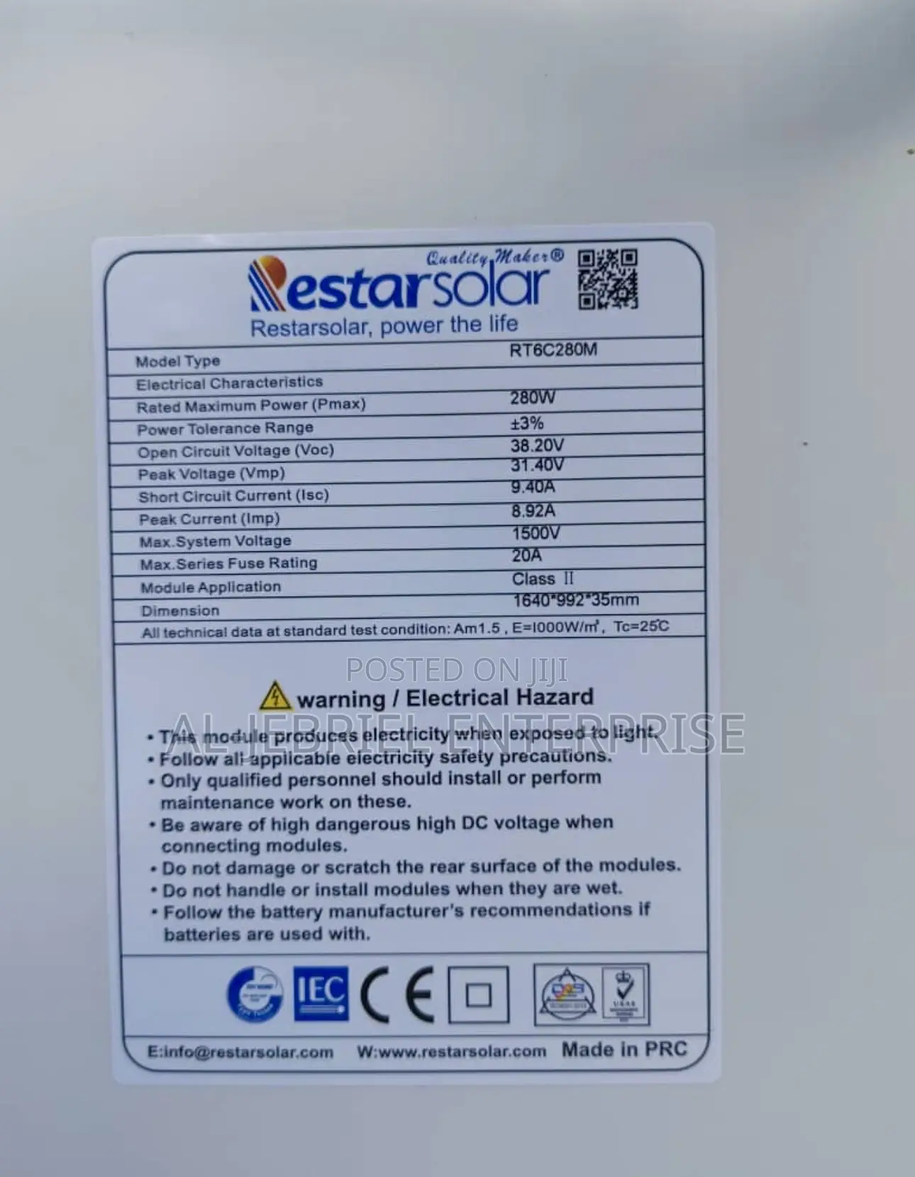 Solar Panel 280 Watts