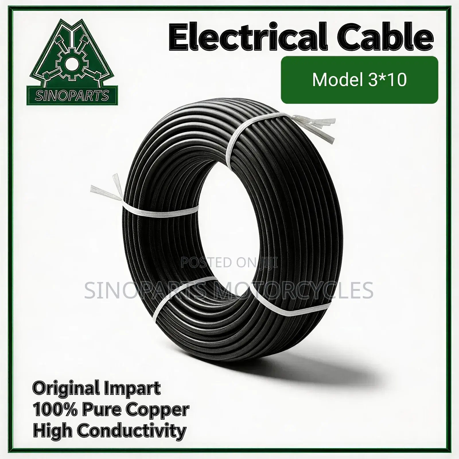 100m 3×10mm Pure Copper Electrical Cable – Heavy Duty House Wiring