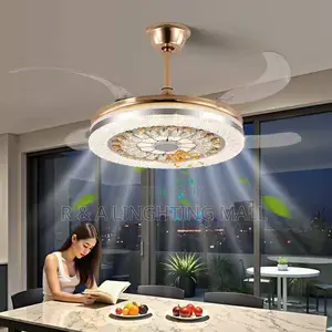 Luxury Crystal Chandelier Fan Light + Bluetooth Speaker
