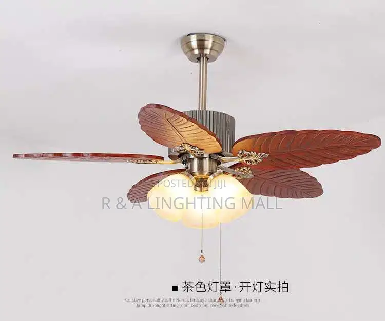 5 Blades Modern Art Ceiling Fan With Light + Remote Control - 30+20w -
