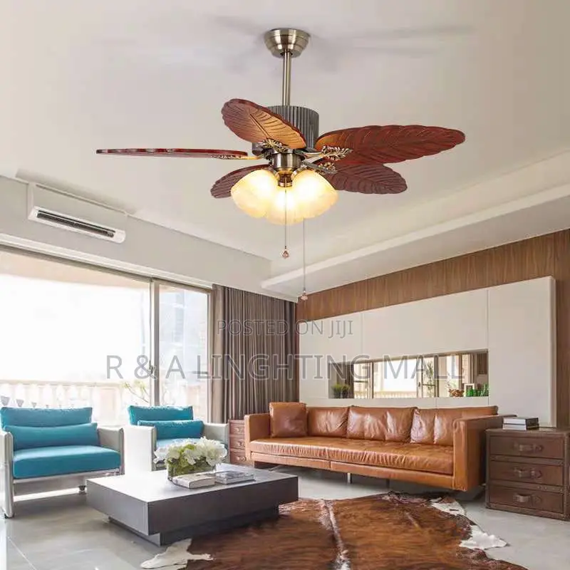 5 Blades Modern Art Ceiling Fan With Light + Remote Control - 30+20w -