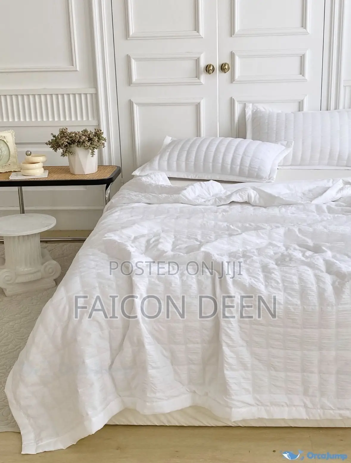 Durable White Stripped Duvet Cover Only (Good for Hotels ,Guest Houses