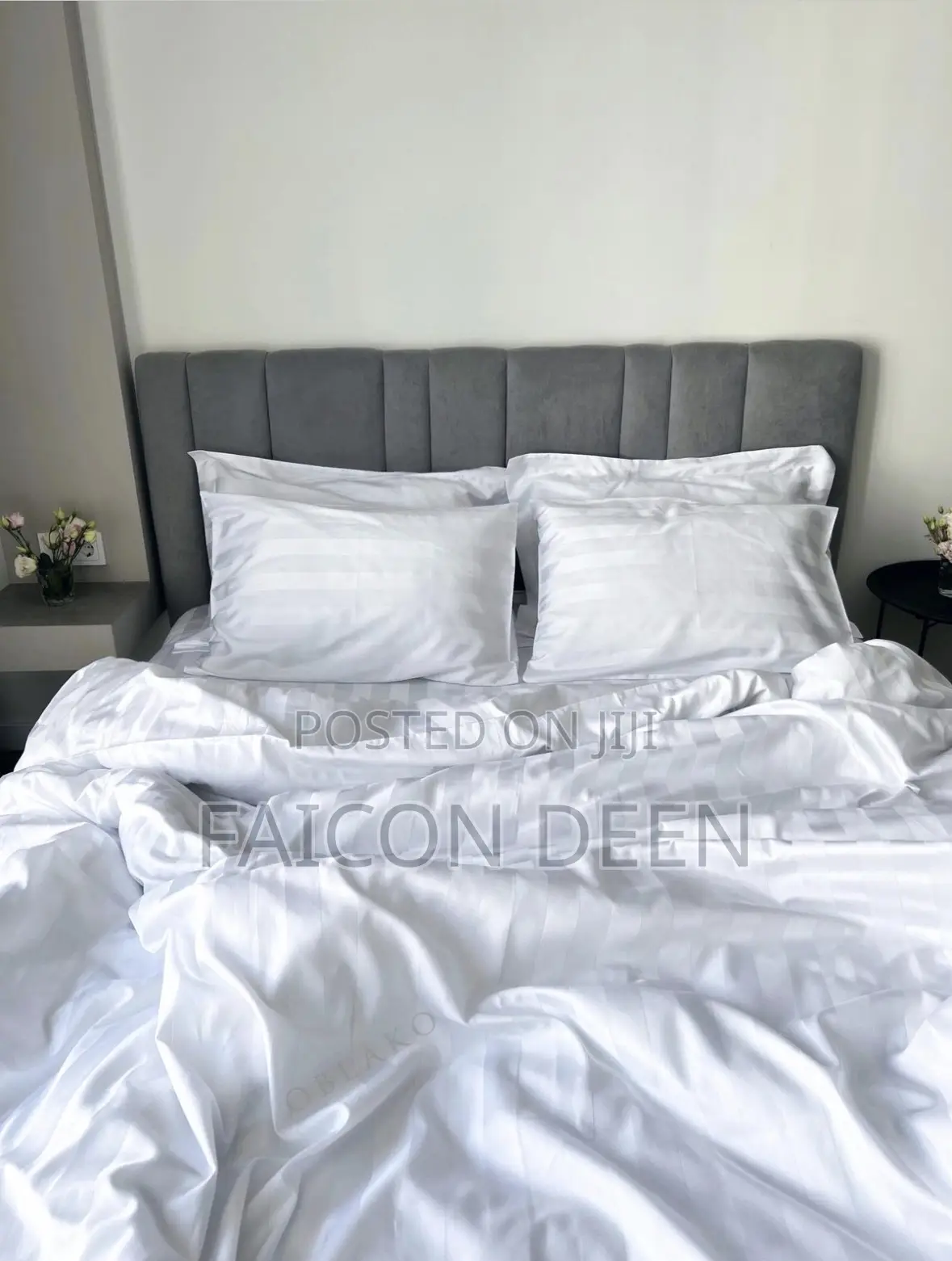 Soft Touch ,Strong Fabrics ;White Stripped Duvet Cover Only