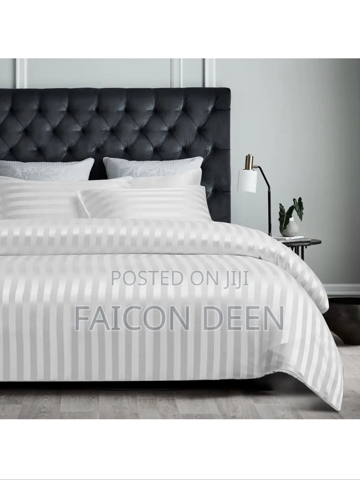 Pure Cotton Excellence ; White Stripped Cotton Duvet Cover Only