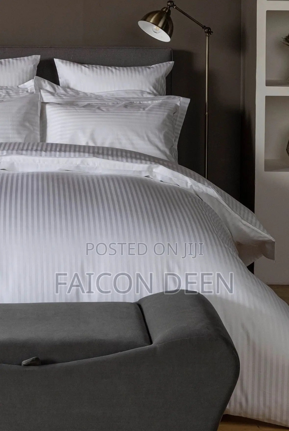 Superior Cotton Finish ;White Stripped Duvet Cover Only