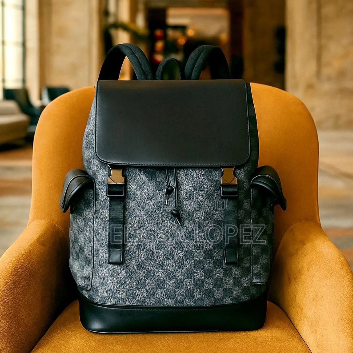 Unisex Leather Backpack Black