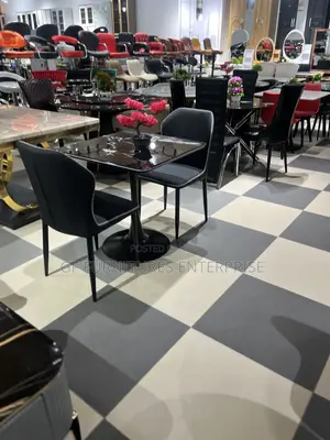 Modern 2-Seater Black Marble Dining Set