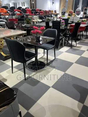 Modern 2-Seater Black Marble Dining Set