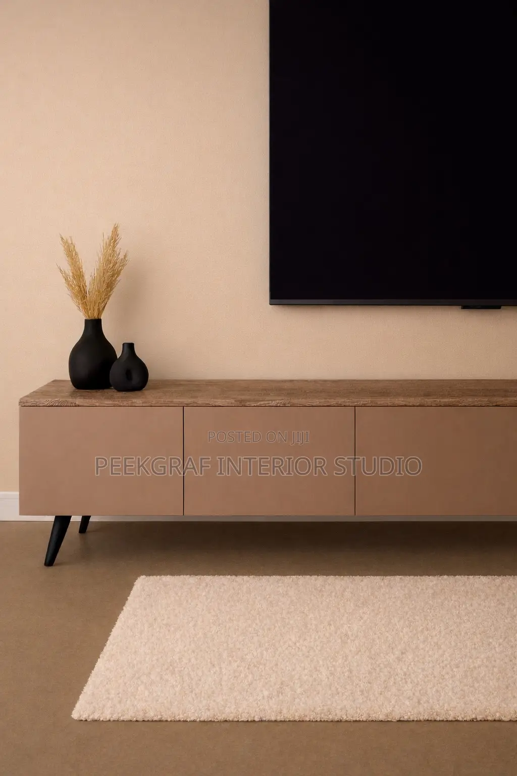Modern Light Brown X Cappuccino Color Themed Tv Stand