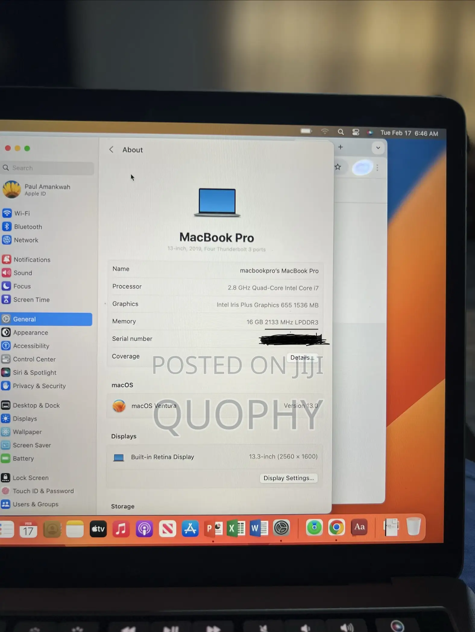 Laptop Apple MacBook Pro 2019 16GB Intel Core i7 SSD 512GB