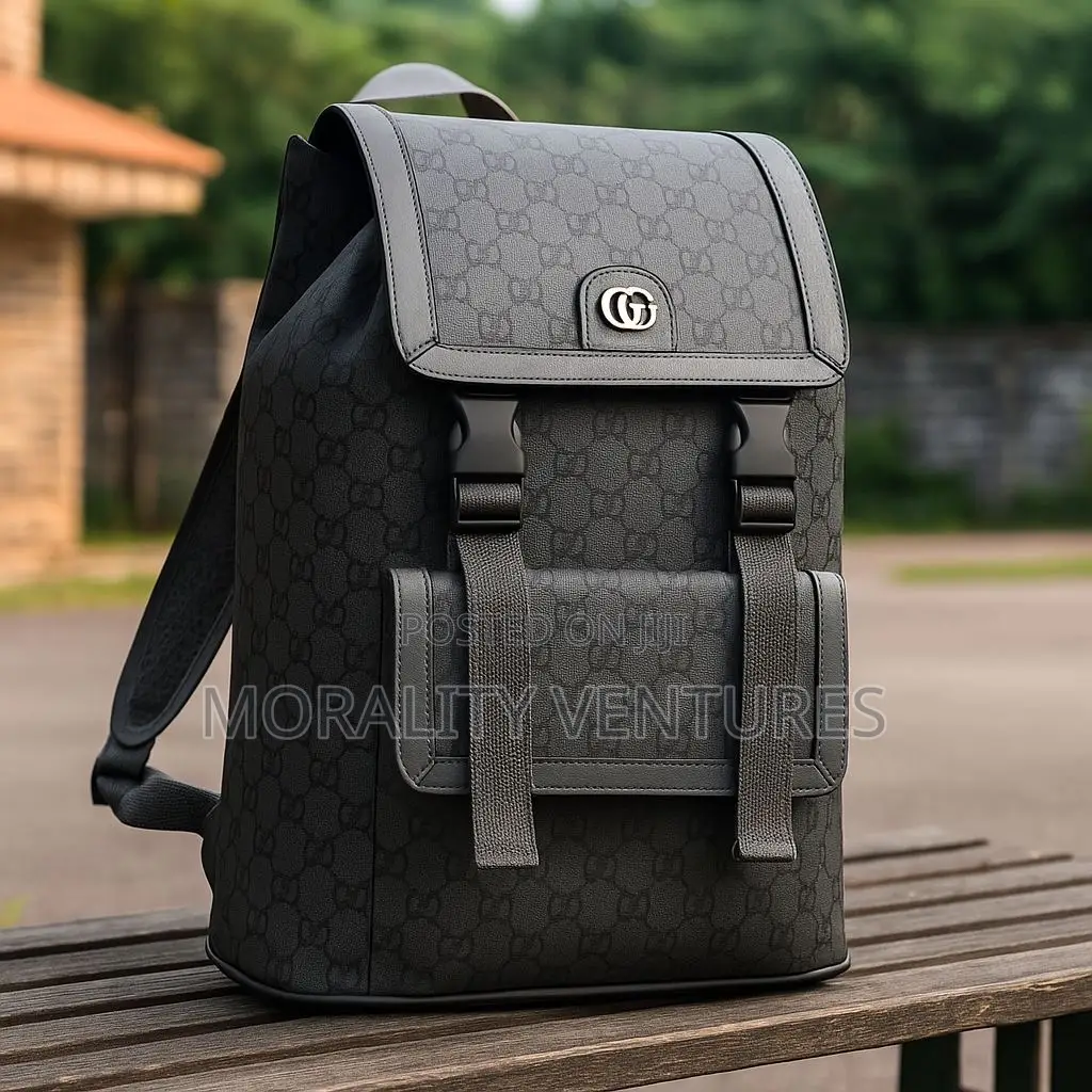 Gucci Black Leather Jumbo Gg Backpack