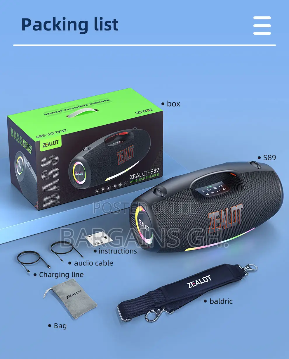 Zealot S89 Portable Wireless Speaker (Big Daddy Bass)