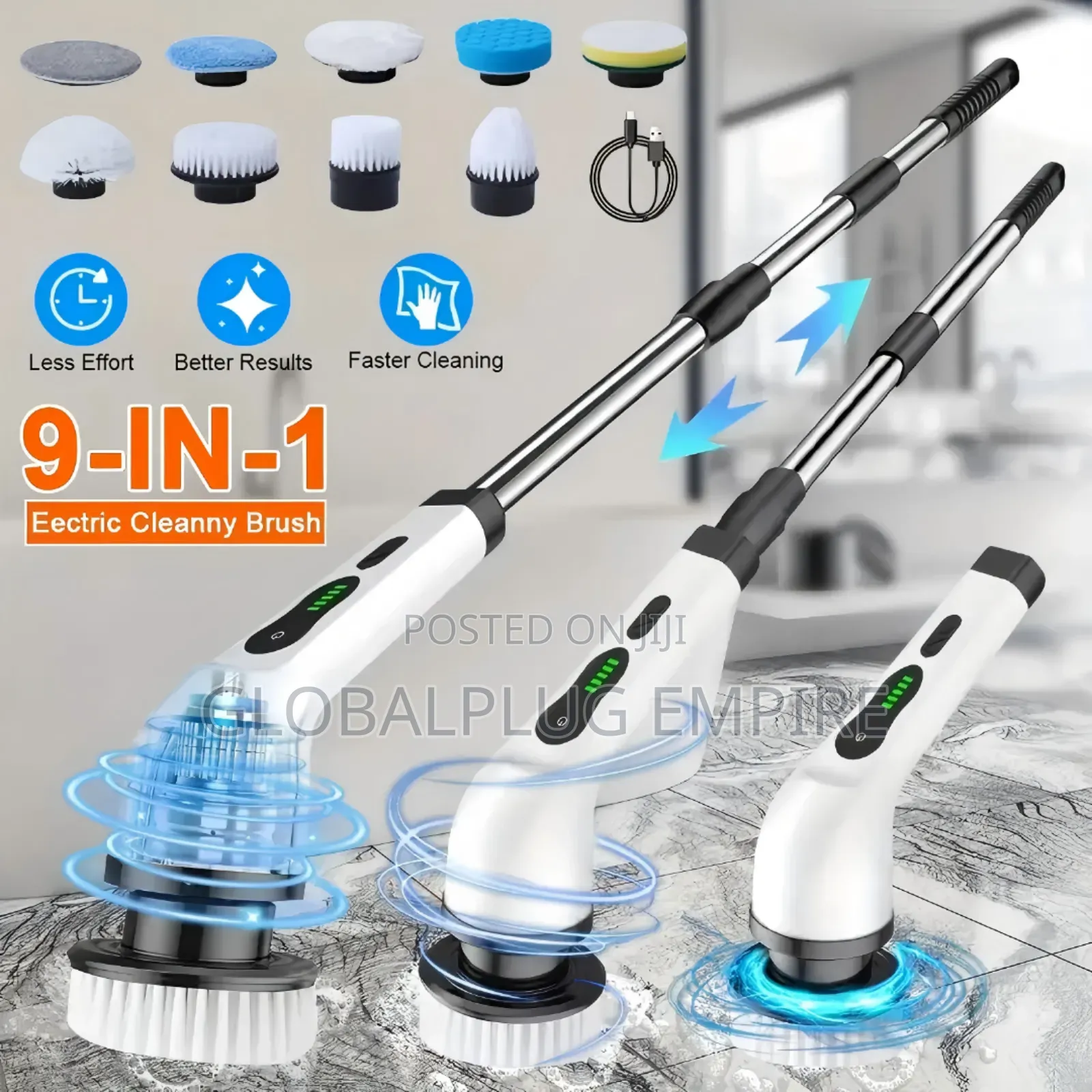 Usb 9-in-1 Multifunctional Scrubber – Portable Rechargeable