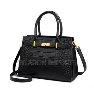 Elegant 3-in-1 Crocodile Pattern Ladies Handbag Set – Black