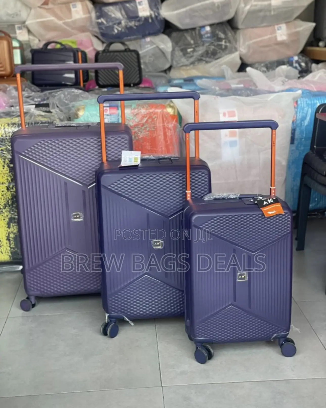 Original Ak 3set Wide Handle Fiber Unbreakable Traveling Bag.