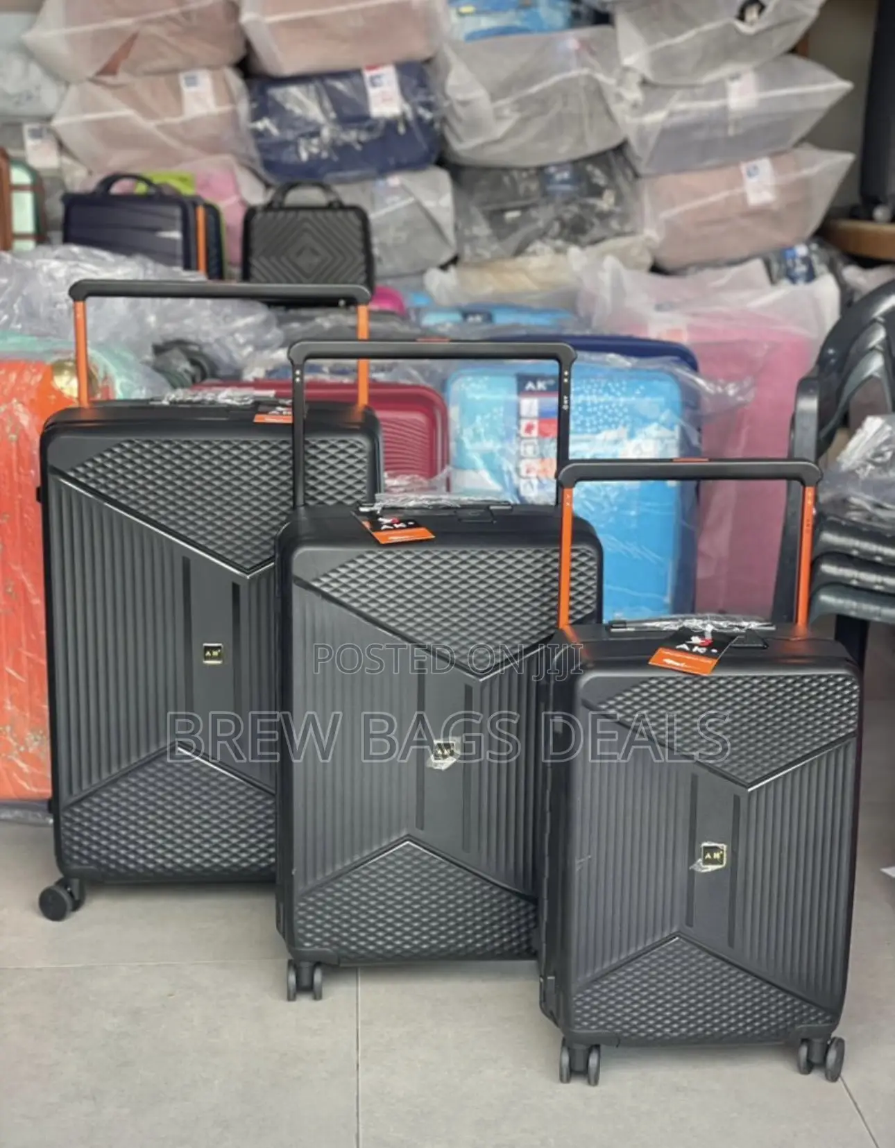 Original Ak 3set Wide Handle Fiber Unbreakable Traveling Bag.
