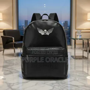 Sleek Black Leather Backpack for Men