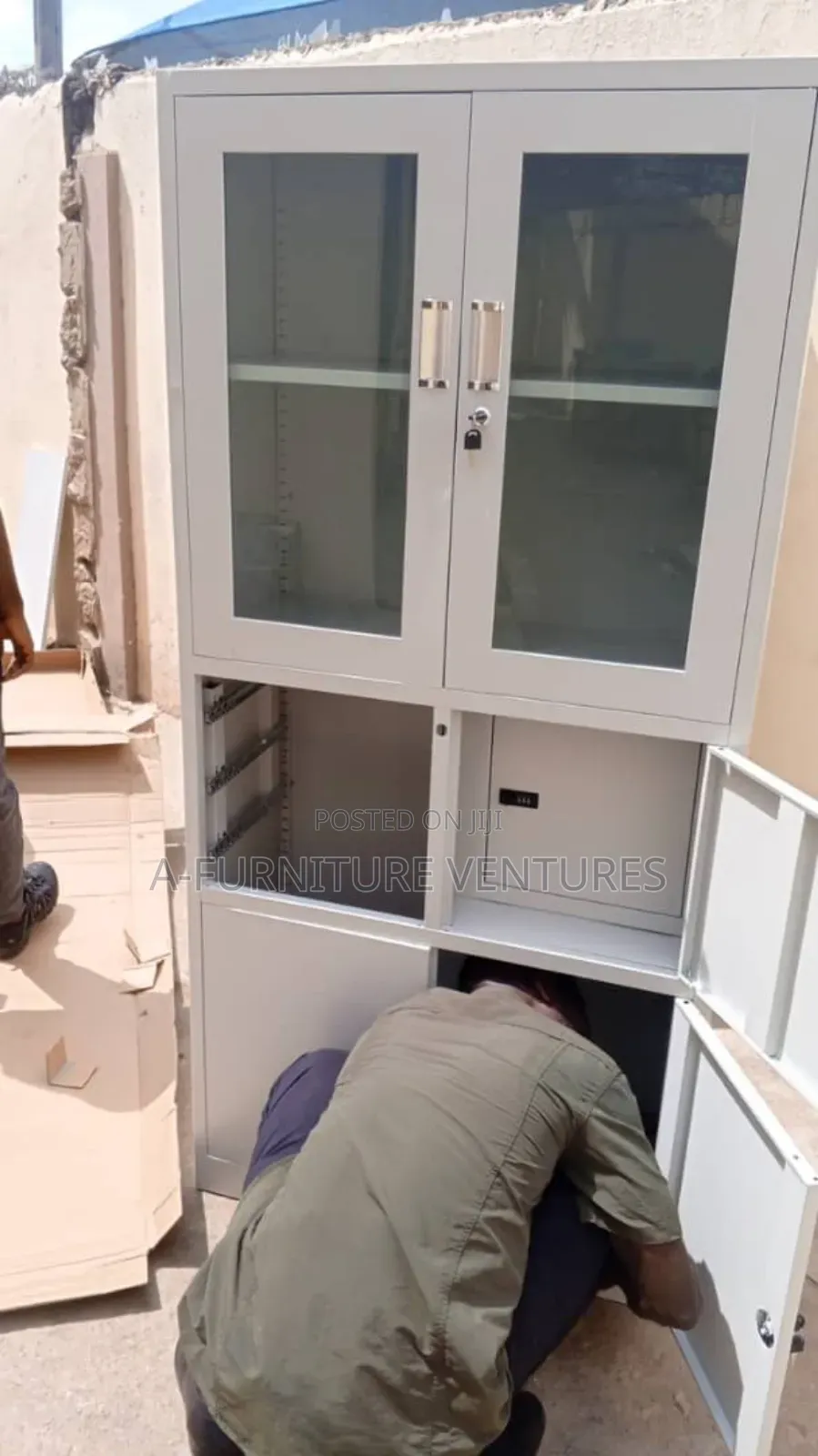 Top Glass Cabinet With Safe