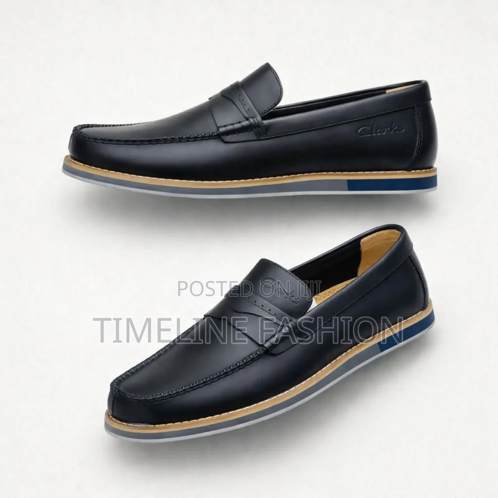 Clark's Men's Black Leather Loafers 39-46