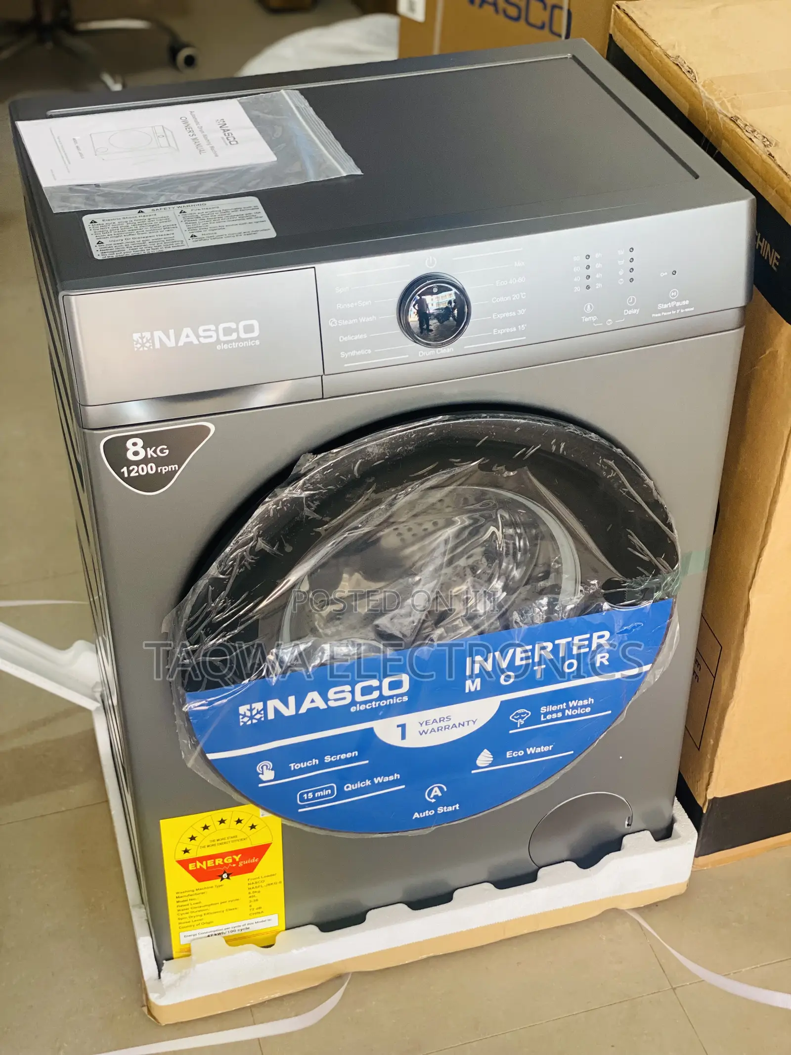 Capacity of 8kg Nasco Front Load Washing Machine
