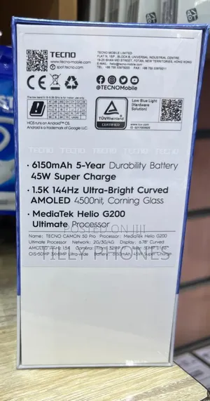 New Tecno Camon 50 Pro 256 GB Black
