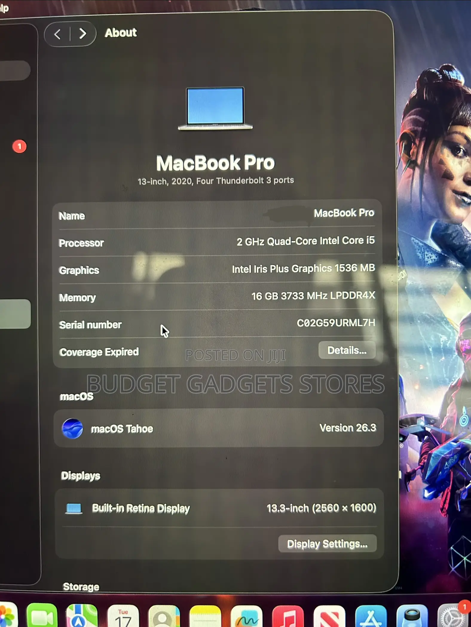 Laptop Apple MacBook Pro 2020 16GB Intel Core i5 SSD 512GB