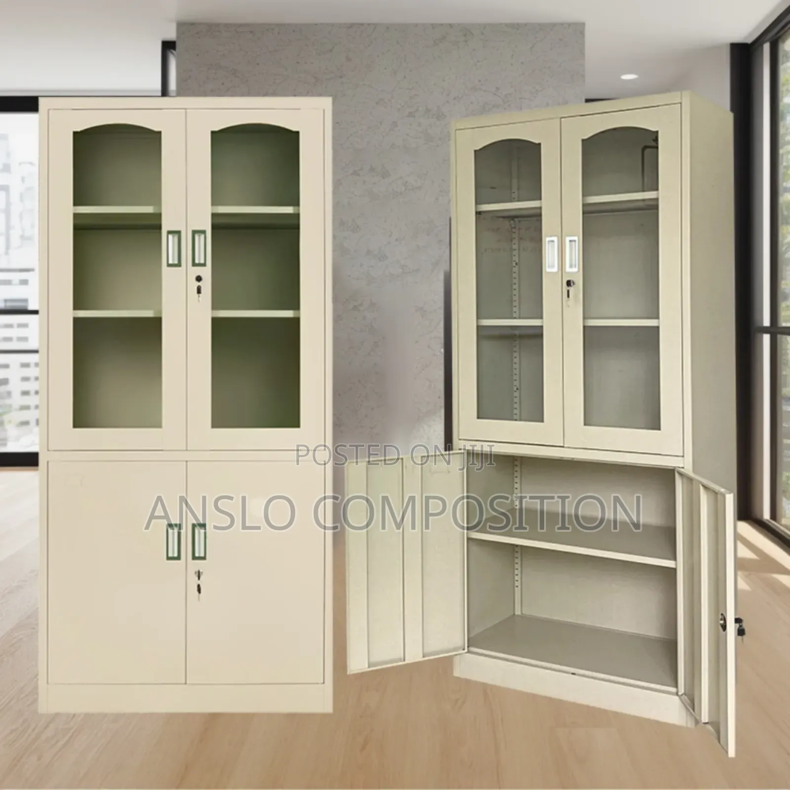 Regid Steel Half-Glass Cabinet